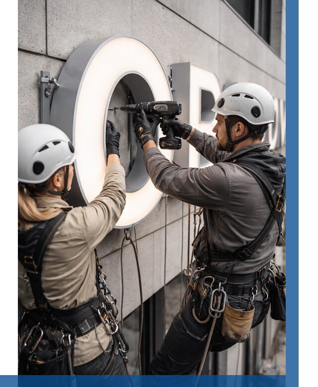 Монтаж световых букв в Новотроицке от 3140 р. под ключ ВЫСОТНИК-Нвт