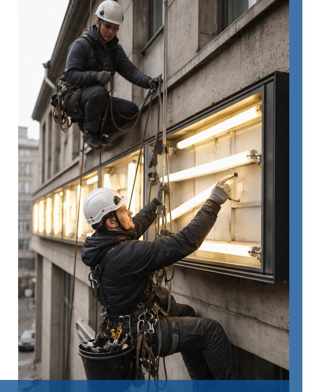 Замена ламп в вывеске в Новотроицке под ключ от 3664 р. | ВЫСОТНИК-Нвт