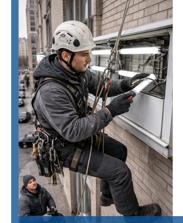 Профессиональная замена ламп в наружной вывеске в Новотроицке