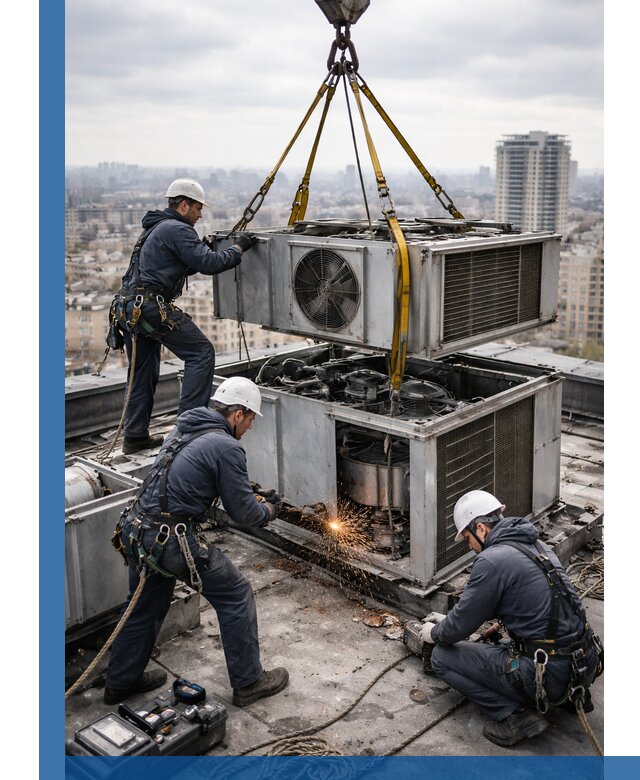 Демонтаж крышной установки в Новотроицке любой сложности