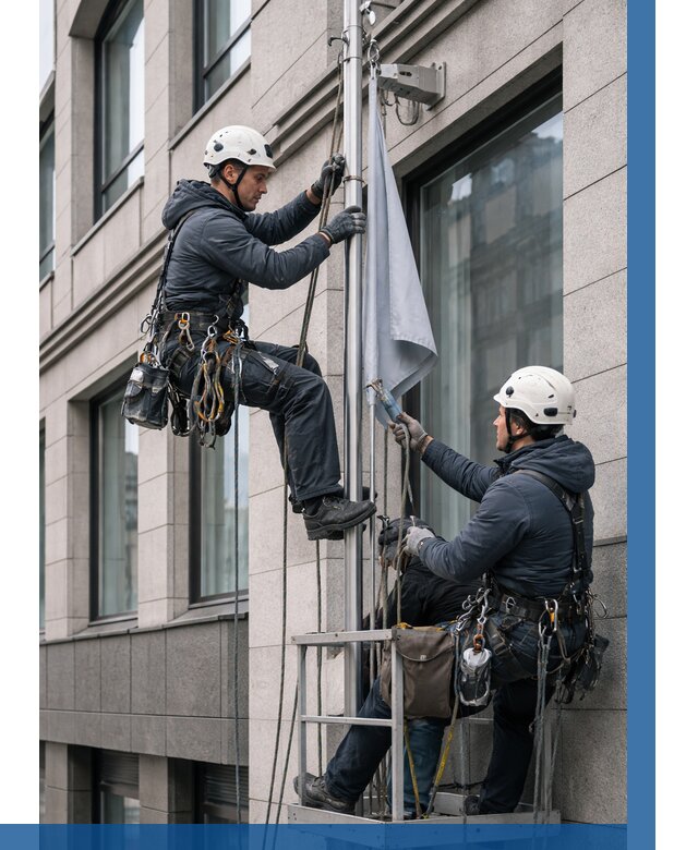 Установка флагов на фасаде в Новотроицке от 4711 р. | ВЫСОТНИК-Нвт