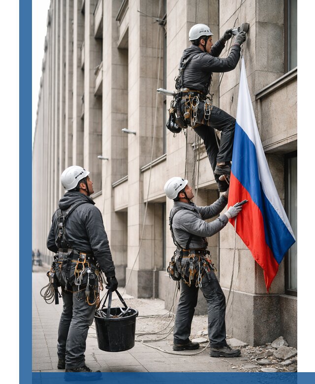 Профессиональная установка флагов на фасаде в Новотроицке