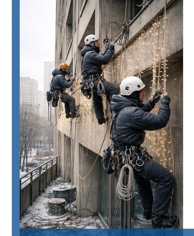 Монтаж новогодней иллюминации и украшение фасадов в Новотроицке