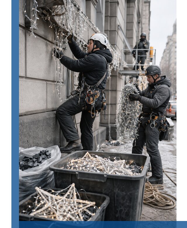 Демонтаж новогоднего оформления и гирлянд в Новотроицке