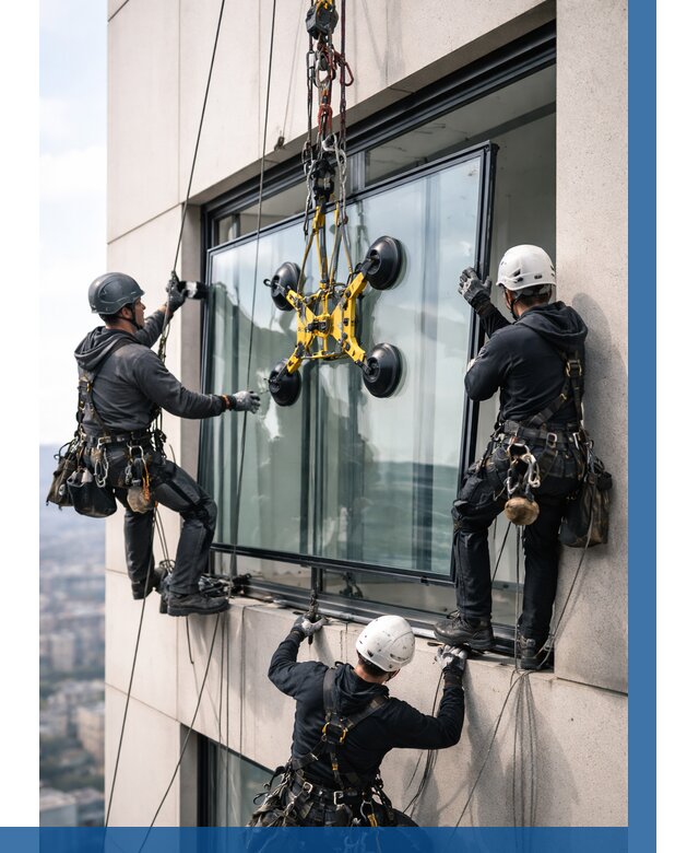 Монтаж стеклопакетов на высоте в Новотроицке от 3350 р. | ВЫСОТНИК-Нвт