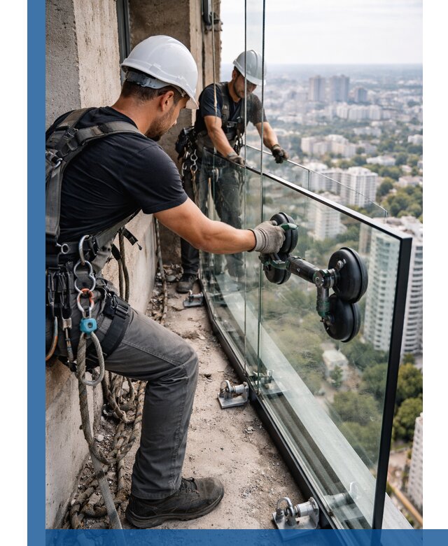 Монтаж стеклянных ограждений под ключ с гарантией в Новотроицке