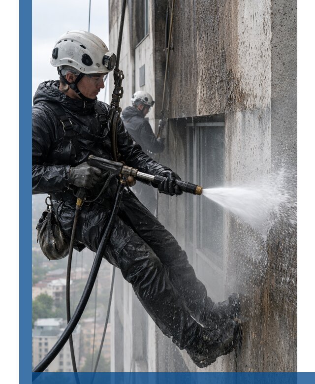 Гидроструйная очистка фасадов и конструкций в Новотроицке