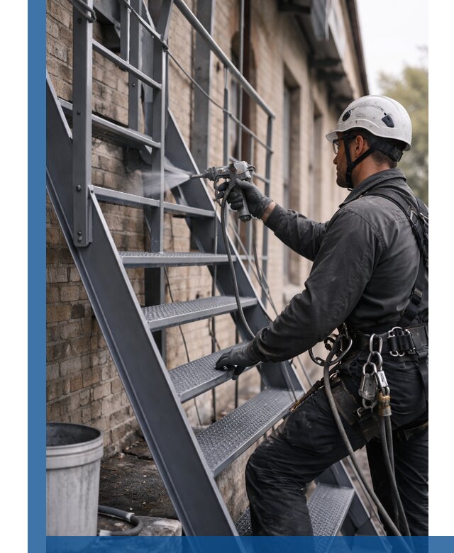 Покраска и антикоррозионная защита пожарных лестниц в Новотроицке