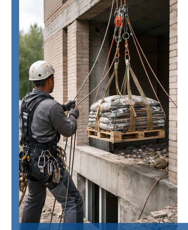 Подъем материалов на этаж веревками в Новотроицке оперативно