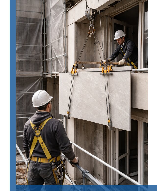 Подъем керамогранита на этаж в Новотроицке грузчиками и техникой