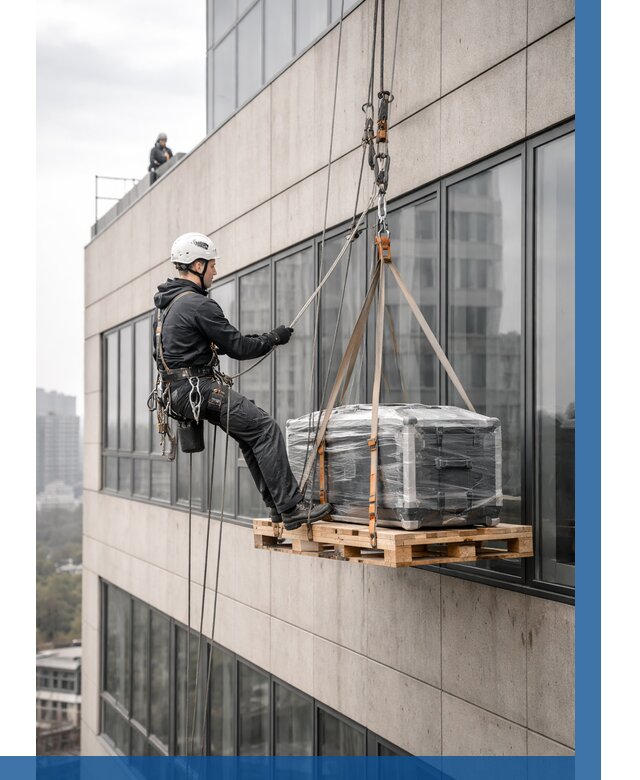 Спуск груза по фасаду в Новотроицке от 3664 р. | ВЫСОТНИК-Нвт