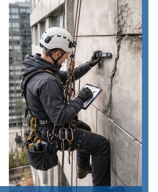 Обследование фасада альпинистами в Новотроицке от 126 р. | ВЫСОТНИК-Нвт