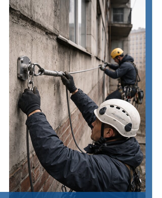 Монтаж анкерных линий в Новотроицке от 3140 р. | ВЫСОТНИК-Нвт