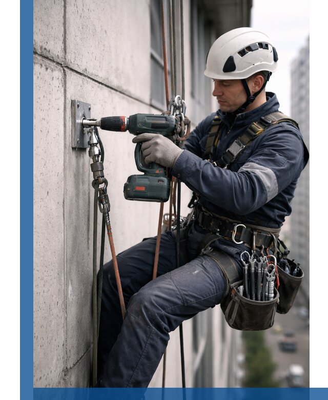 Установка анкерных точек для высотных работ в Новотроицке